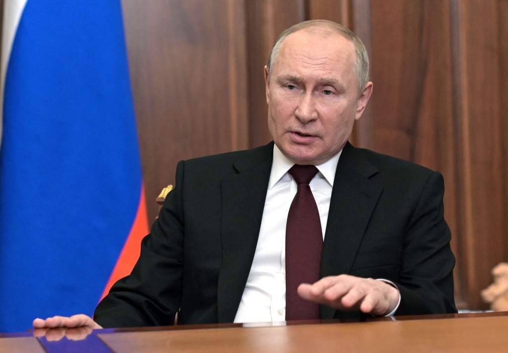 Russian President Vladimir Putin speaks during his address to the nation.